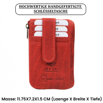 Schlüsseltasche Schlüsseletui 24- (08A) UMTI Leder Schlüsselmäppchen mit 2 Ringe Haken Neu